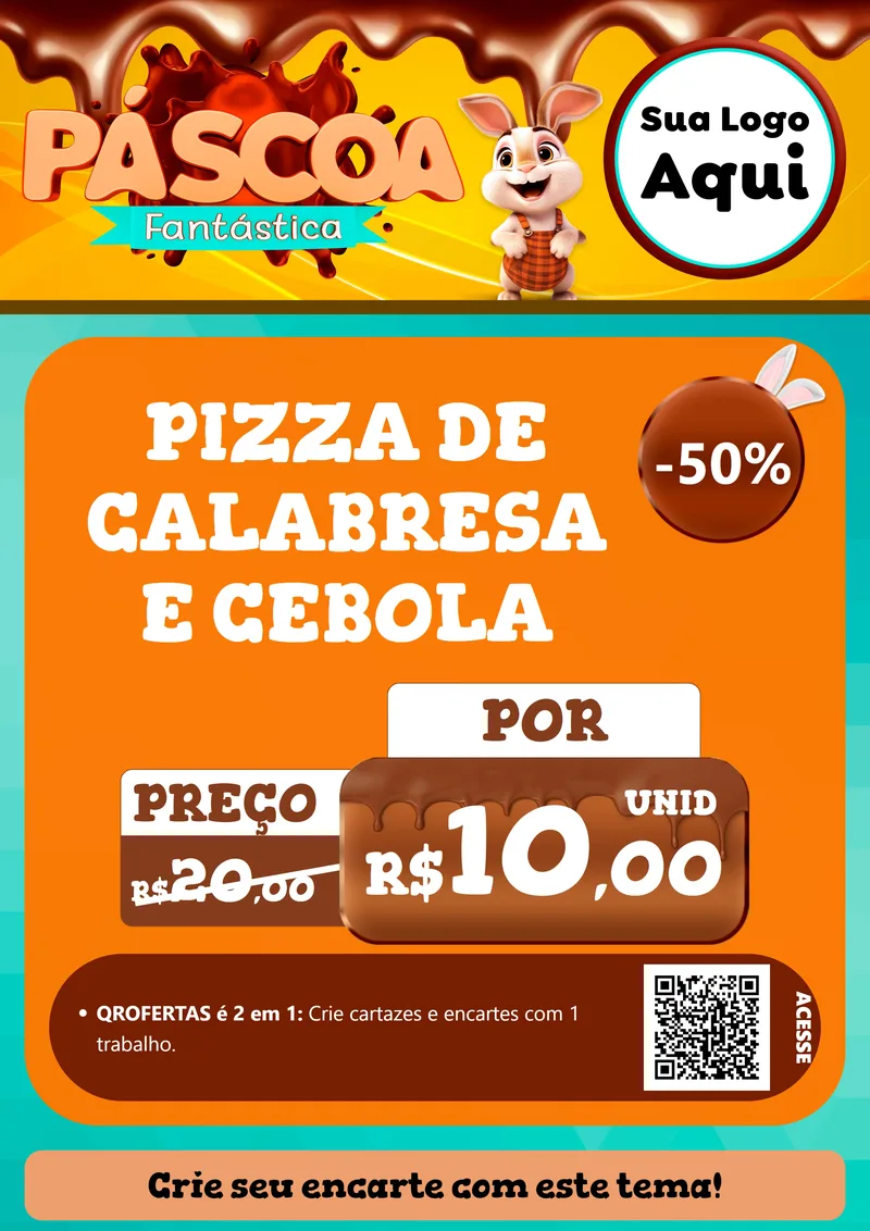 Modelo de Cartaz para Cartaz A4 Vertical com o tema Páscoa Fantástica para Pizzaria