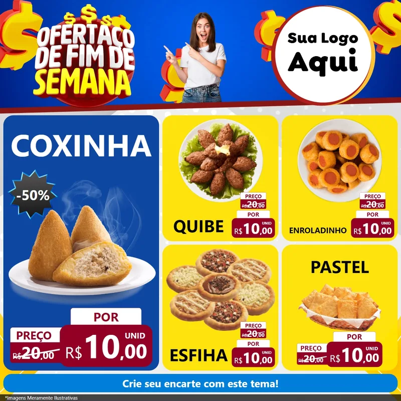 Modelo de Rede Social para Feed Facebook com o tema Ofertaço de Fim de Semana para Salgadaria
