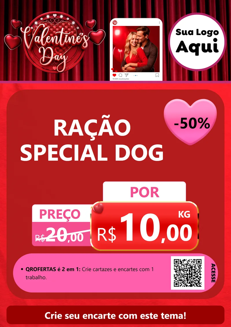 Modelo de Cartaz para Cartaz A4 Vertical com o tema Valentine's Day para Pet Shop