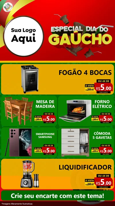 Modelo de TV para TV Vertical com o tema Especial Dia do Gaúcho para Móveis e Eletro