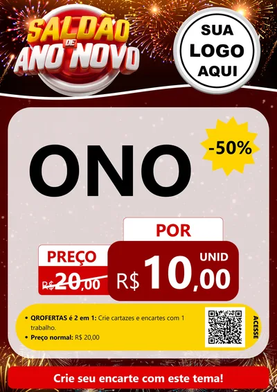 Modelo de Cartaz para Cartaz A4 Vertical com o tema Saldão de Ano Novo para Óticas