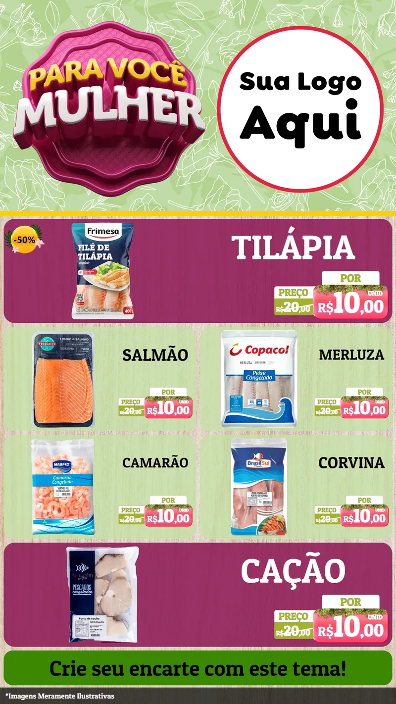 Modelo de TV para TV Vertical com o tema Para Você Mulher para Peixaria