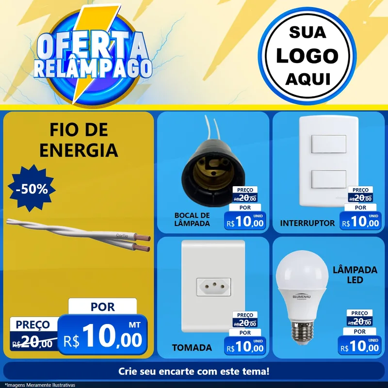 Modelo de Rede Social para Feed Facebook com o tema Oferta Relâmpago para Materiais Elétricos