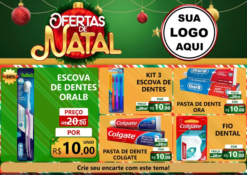 Modelo de Encarte para Encarte A4 Horizontal com o tema Ofertas de Natal para Higiene Pessoal
