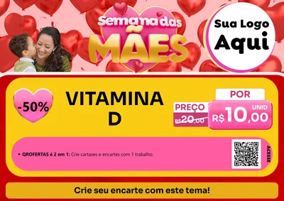 Modelo de Cartaz para Cartaz A4 Horizontal com o tema Semana Das Mães para Farmácia