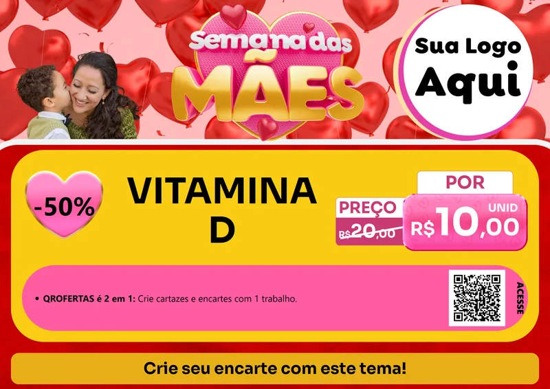 Modelo de Cartaz para Cartaz A4 Horizontal com o tema Semana Das Mães para Farmácia