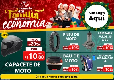 Modelo de Encarte para Encarte A4 Horizontal com o tema Momento em Família (Natal) para Moto peças