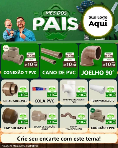 Modelo de Rede Social para Feed Instagram com o tema Mês dos Pais para Tubos e conexões