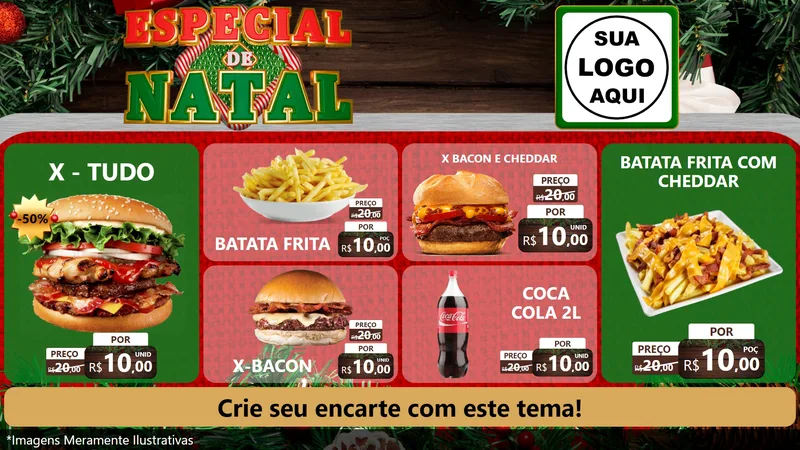 Modelo de TV para TV Horizontal com o tema Especial de Natal para Hamburgueria