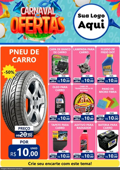 Modelo de Encarte para Encarte A4 Vertical com o tema Carnaval de Ofertas para Auto peças
