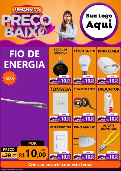 Modelo de Encarte para Encarte A4 Vertical com o tema Semana do Preço Baixo para Materiais Elétricos