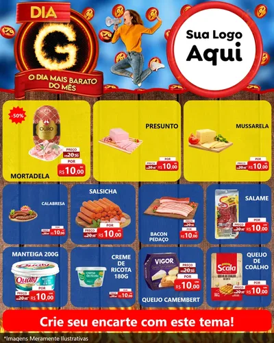 Modelo de Rede Social para Feed Instagram com o tema Dia G - O Dia Mais Barato Do Mês para Frios e Laticínios