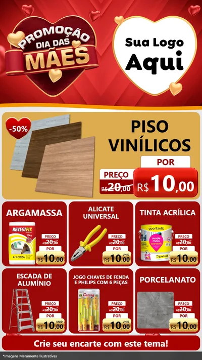 Modelo de Rede Social para Stories com o tema Promoção Dia das Mães para Material para Construção