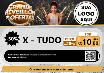 Modelo de Cartaz para Cartaz A4 Horizontal com o tema Grande Réveillon de Ofertas para Hamburgueria