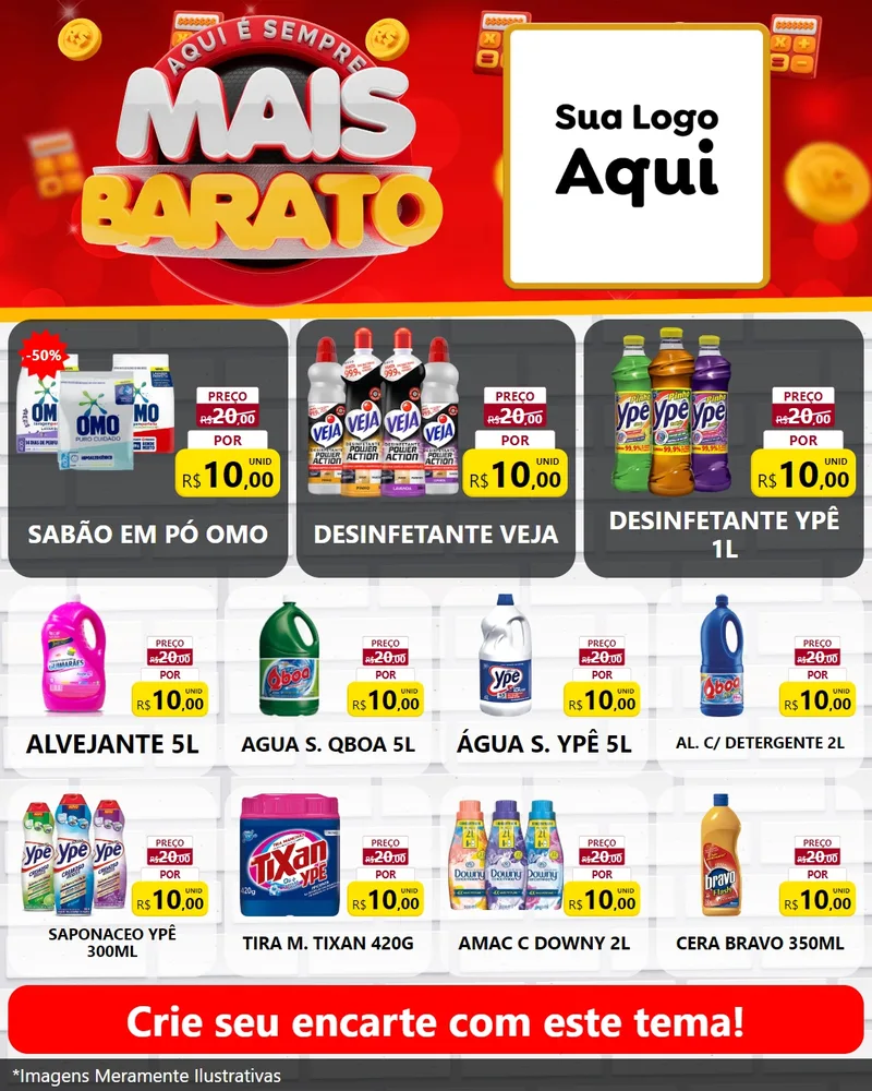 Modelo de Rede Social para Feed Instagram com o tema Mais Barato para Produtos de Limpeza