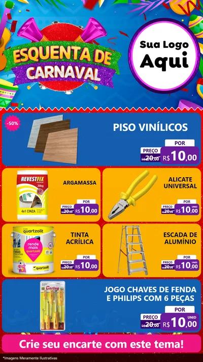 Modelo de TV para TV Vertical com o tema Esquenta de Carnaval para Material para Construção