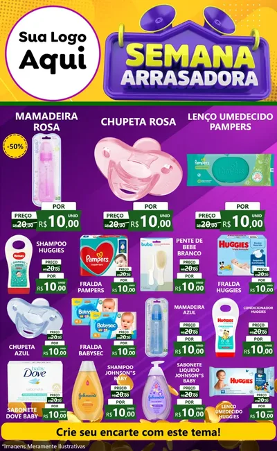 Modelo de Encarte para Encarte Grande com o tema Semana Arrasadora para Bebês