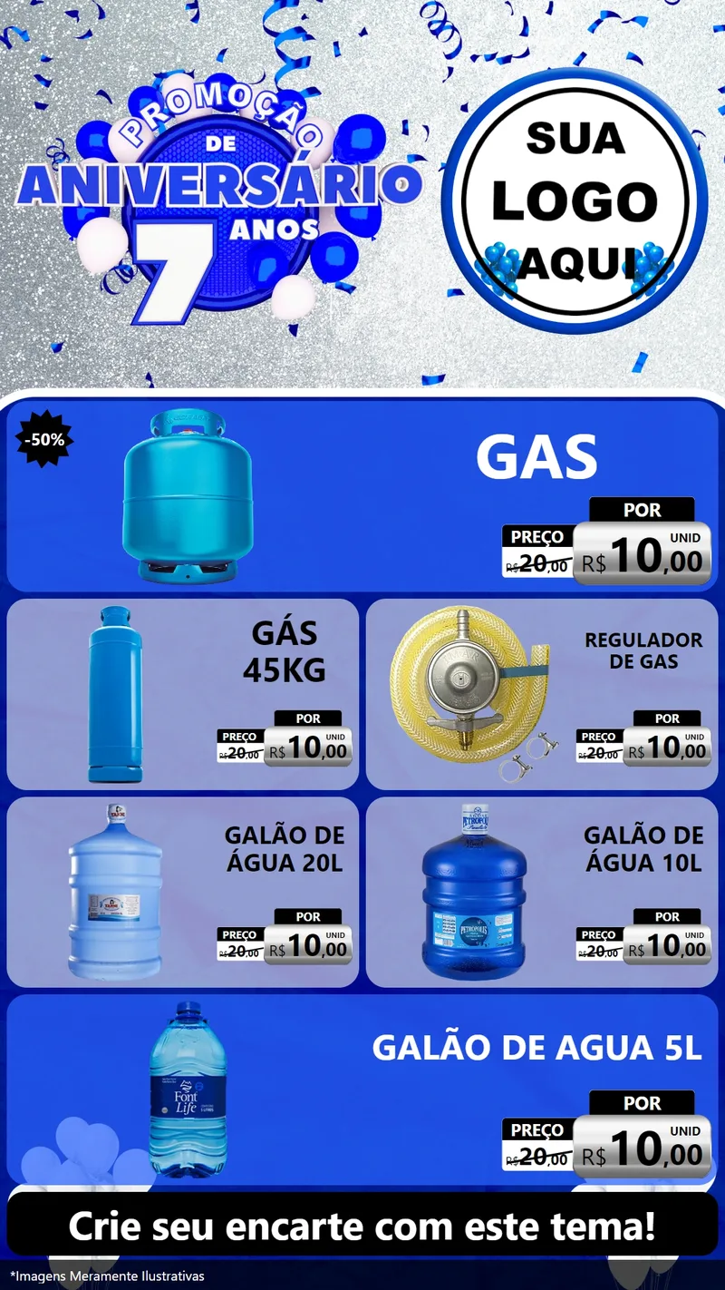 Modelo de TV para TV Vertical com o tema Promoção de Aniversário - 7 Anos para Água e gás