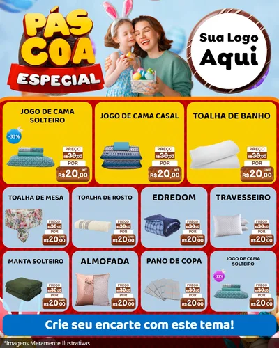 Modelo de Rede Social para Feed Instagram com o tema Páscoa Especial para Cama, Mesa e Banho