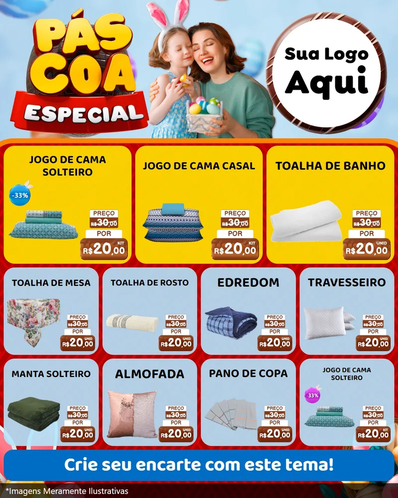 Modelo de Rede Social para Feed Instagram com o tema Páscoa Especial para Cama, Mesa e Banho