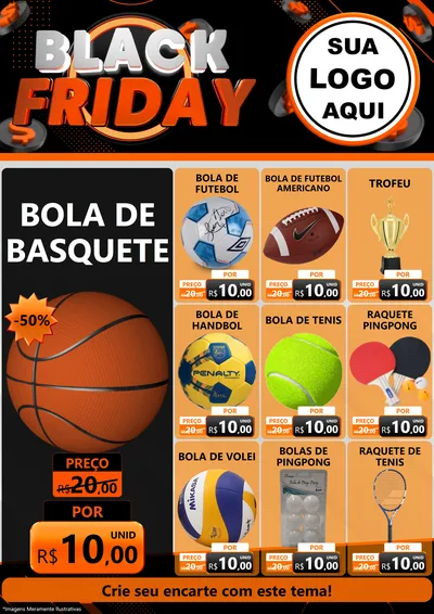 Modelo de Encarte para Encarte A4 Vertical com o tema Black Friday para Artigos Esportivos
