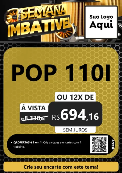 Modelo de Cartaz para Cartaz A4 Vertical com o tema Fim de Semana Imbatível para Concessionaria de Motos