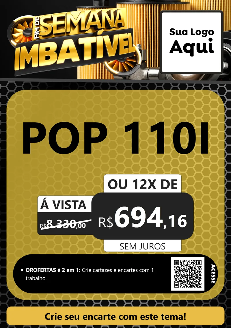 Modelo de Cartaz para Cartaz A4 Vertical com o tema Fim de Semana Imbatível para Concessionaria de Motos