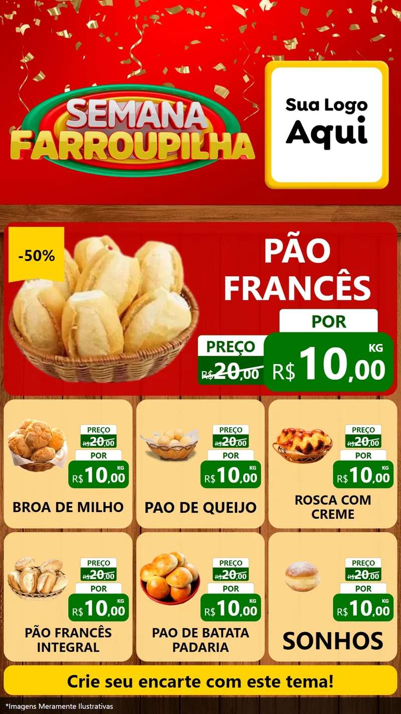 Modelo de Rede Social para Stories com o tema Semana Farroupilha para Padaria