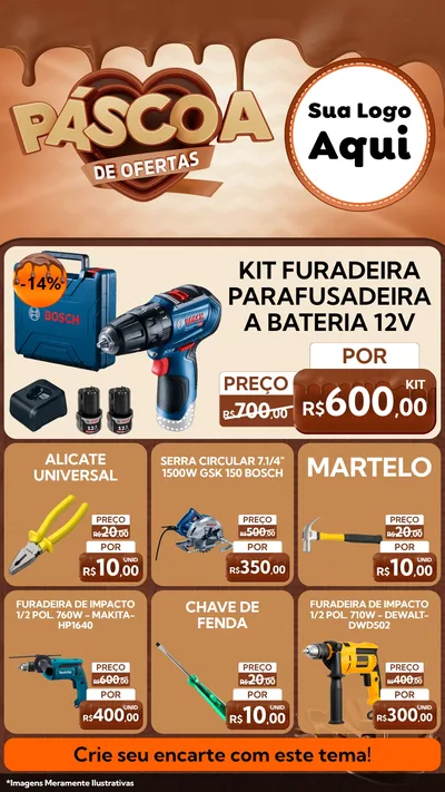 Modelo de Rede Social para Stories com o tema Páscoa de Ofertas para Maquinas e Ferramentas