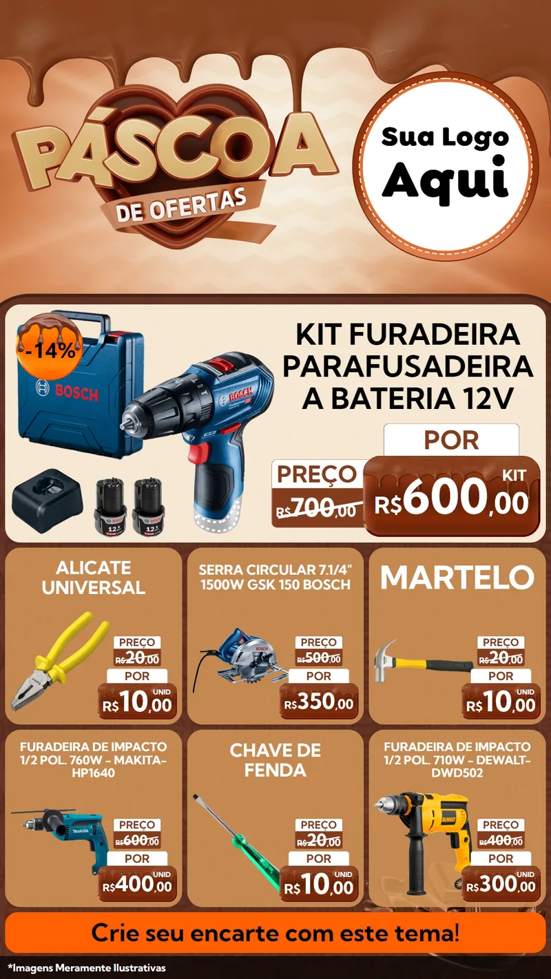 Modelo de Rede Social para Stories com o tema Páscoa de Ofertas para Maquinas e Ferramentas