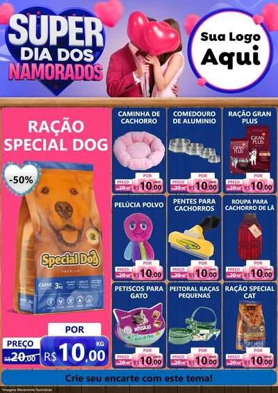 Modelo de Encarte para Encarte A4 Vertical com o tema Super Dia dos Namorados para Pet Shop