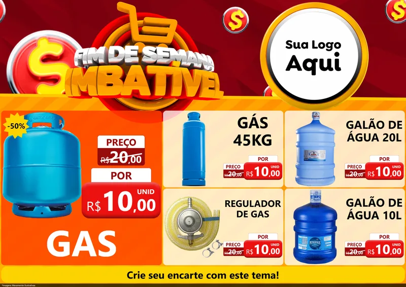 Modelo de Encarte para Encarte A4 Horizontal com o tema Fim de Semana Imbatível para Água e gás
