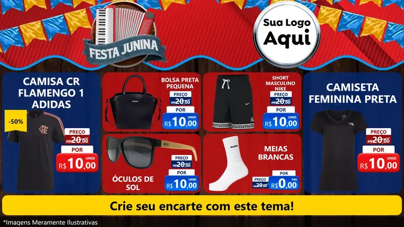Modelo de TV para TV Horizontal com o tema Festa Junina para Roupas e acessórios