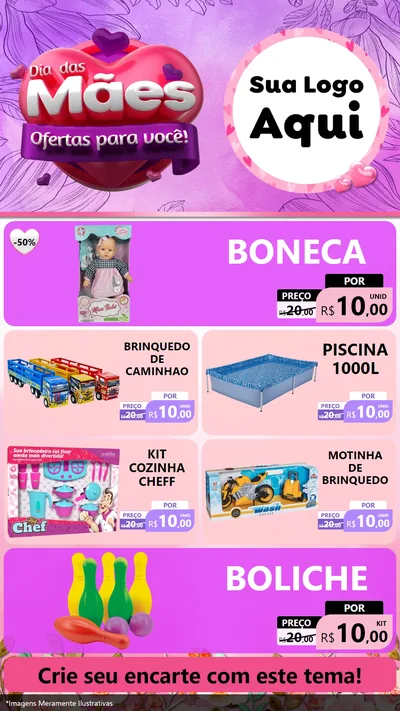 Modelo de TV para TV Vertical com o tema Dia das Mães Ofertas para Você! para Brinquedos