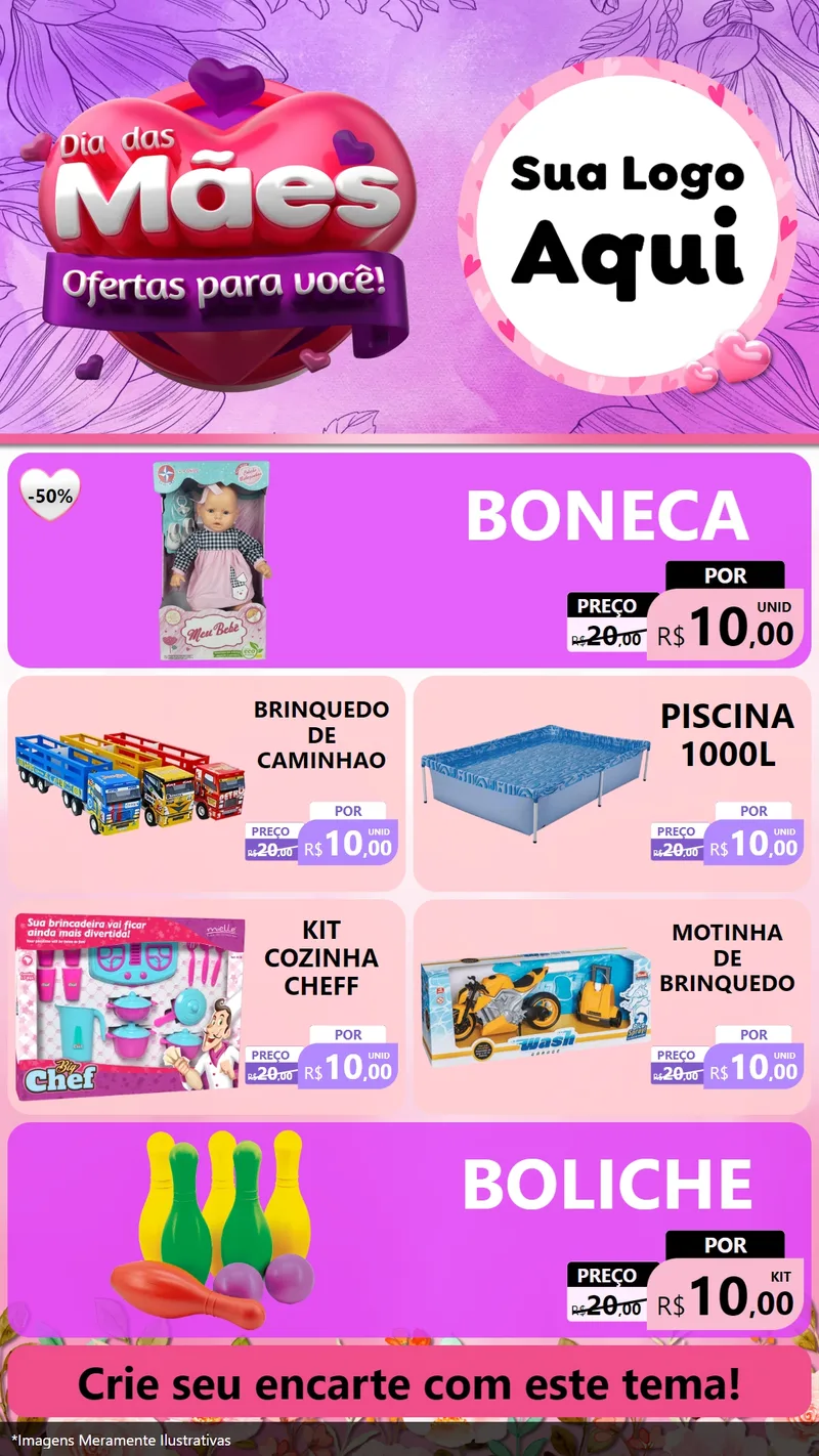 Modelo de TV para TV Vertical com o tema Dia das Mães Ofertas para Você! para Brinquedos