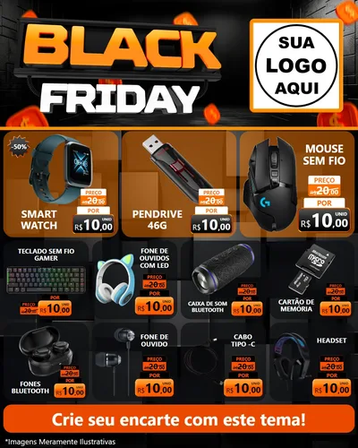 Modelo de Rede Social para Feed Instagram com o tema Black Friday para Informática