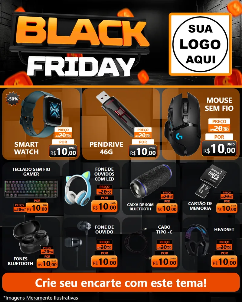Modelo de Rede Social para Feed Instagram com o tema Black Friday para Informática