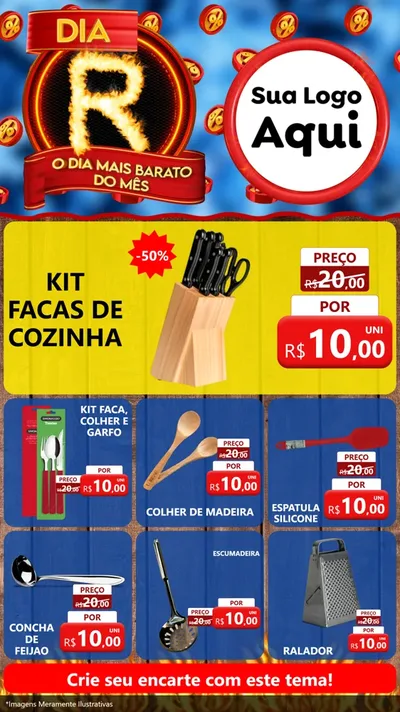 Modelo de Rede Social para Stories com o tema Dia R - O Dia Mais Barato Do Mês para Utilidades Domésticas
