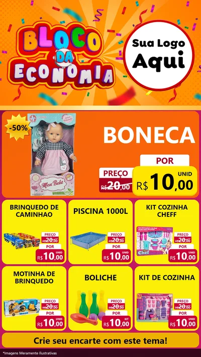 Modelo de Rede Social para Stories com o tema Bloco da Economia para Brinquedos