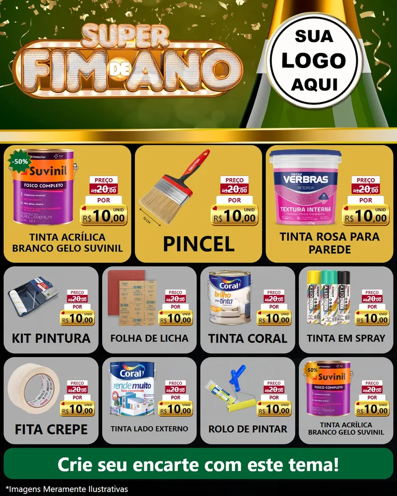 Modelo de Rede Social para Feed Instagram com o tema Super Fim de Ano para Tintas e Ferramentas