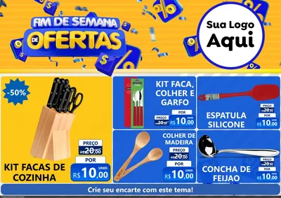 Modelo de Encarte para Encarte A4 Horizontal com o tema Fim de Semana de Ofertas para Utilidades Domésticas