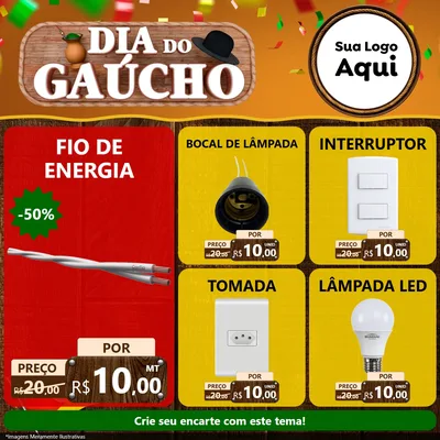 Modelo de Rede Social para Feed Facebook com o tema Dia do Gaúcho para Materiais Elétricos