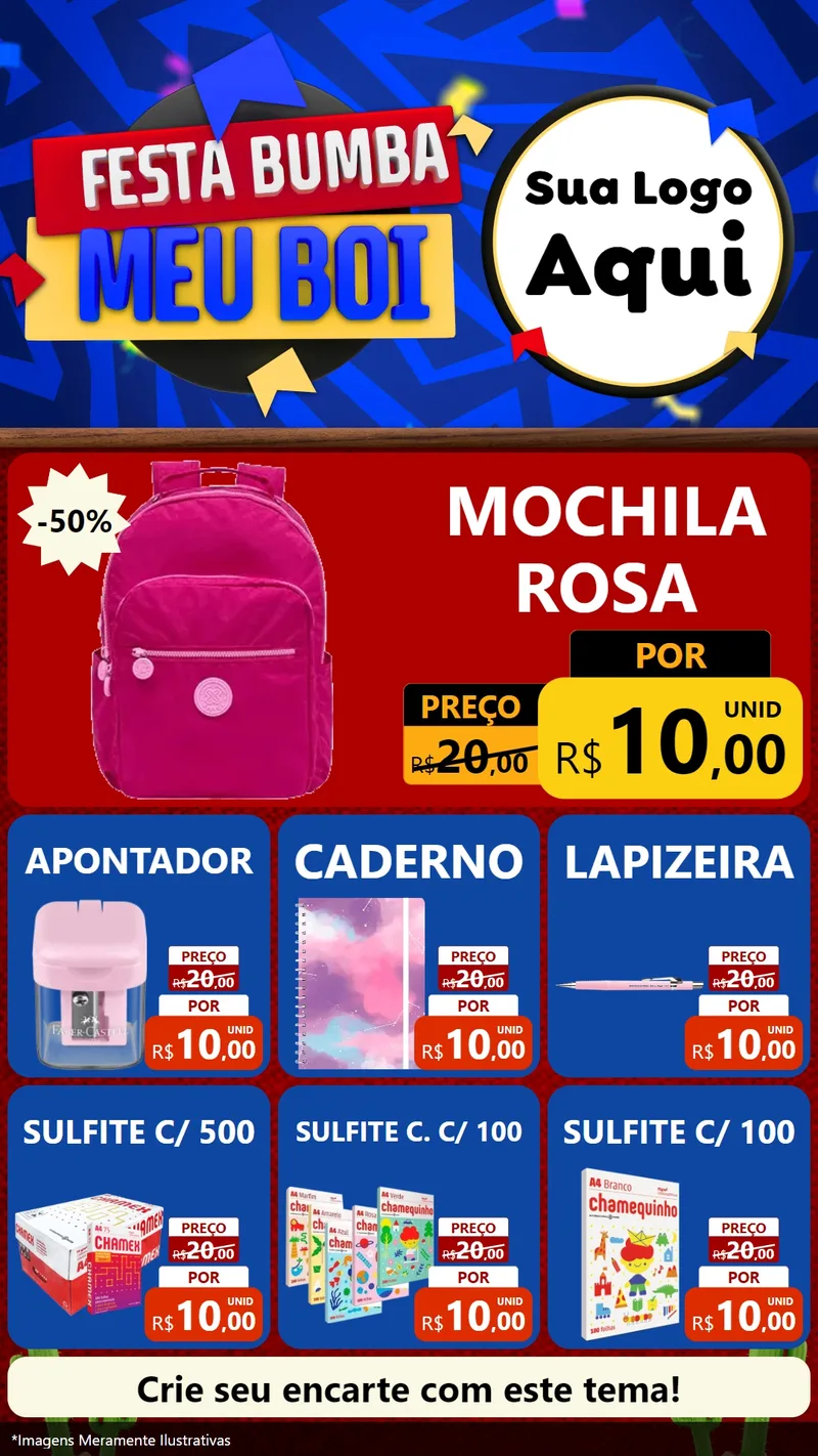 Modelo de Rede Social para Stories com o tema Festa Bumba meu Boi para Papelaria