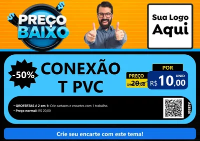 Modelo de Cartaz para Cartaz A4 Horizontal com o tema Preço Baixo para Tubos e conexões