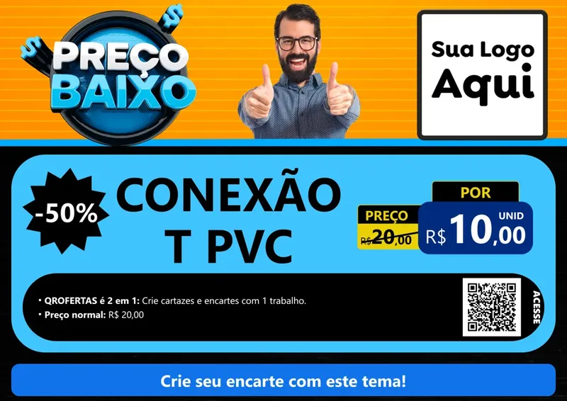 Modelo de Cartaz para Cartaz A4 Horizontal com o tema Preço Baixo para Tubos e conexões
