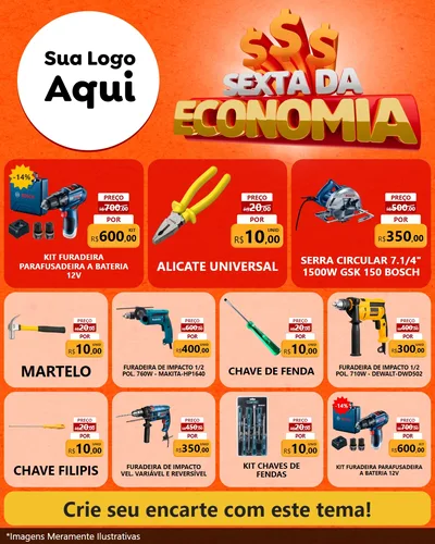 Modelo de Rede Social para Feed Instagram com o tema Sexta da Economia para Maquinas e Ferramentas