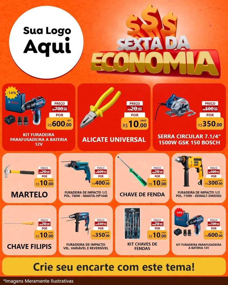 Modelo de Rede Social para Feed Instagram com o tema Sexta da Economia para Maquinas e Ferramentas