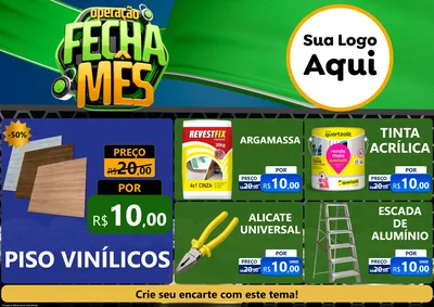 Modelo de Encarte para Encarte A4 Horizontal com o tema Operação Fecha Mês para Material para Construção