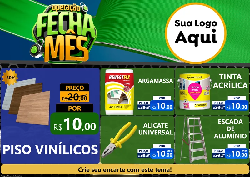 Modelo de Encarte para Encarte A4 Horizontal com o tema Operação Fecha Mês para Material para Construção