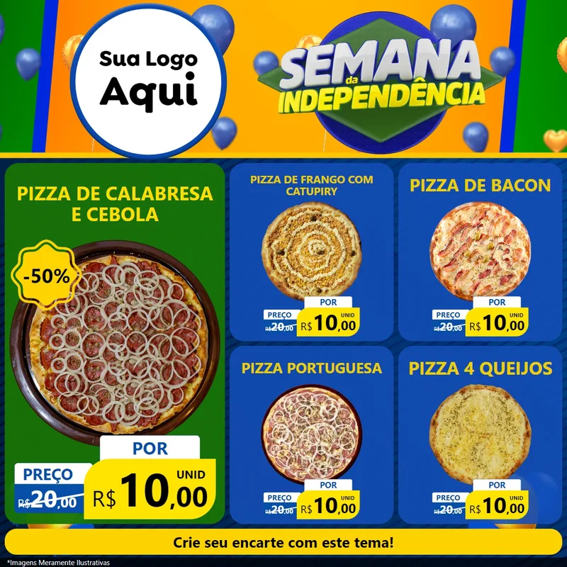 Modelo de Rede Social para Feed Facebook com o tema Semana da Independência para Pizzaria